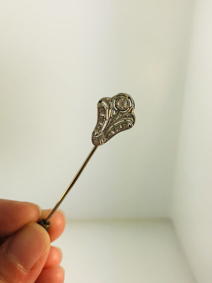 Vintage Art Deco Platinum Diamond Stick Pin .25tcw 1/4