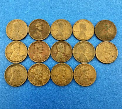 1909 P Mixed Date Mixed Mint Early Lincoln Small One Cent Penny 14 Coin Lot
