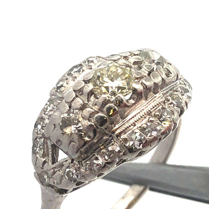 1920s Art Deco Platinum Diamond Trio Waterfall Engagement Bridal Cocktail Ring