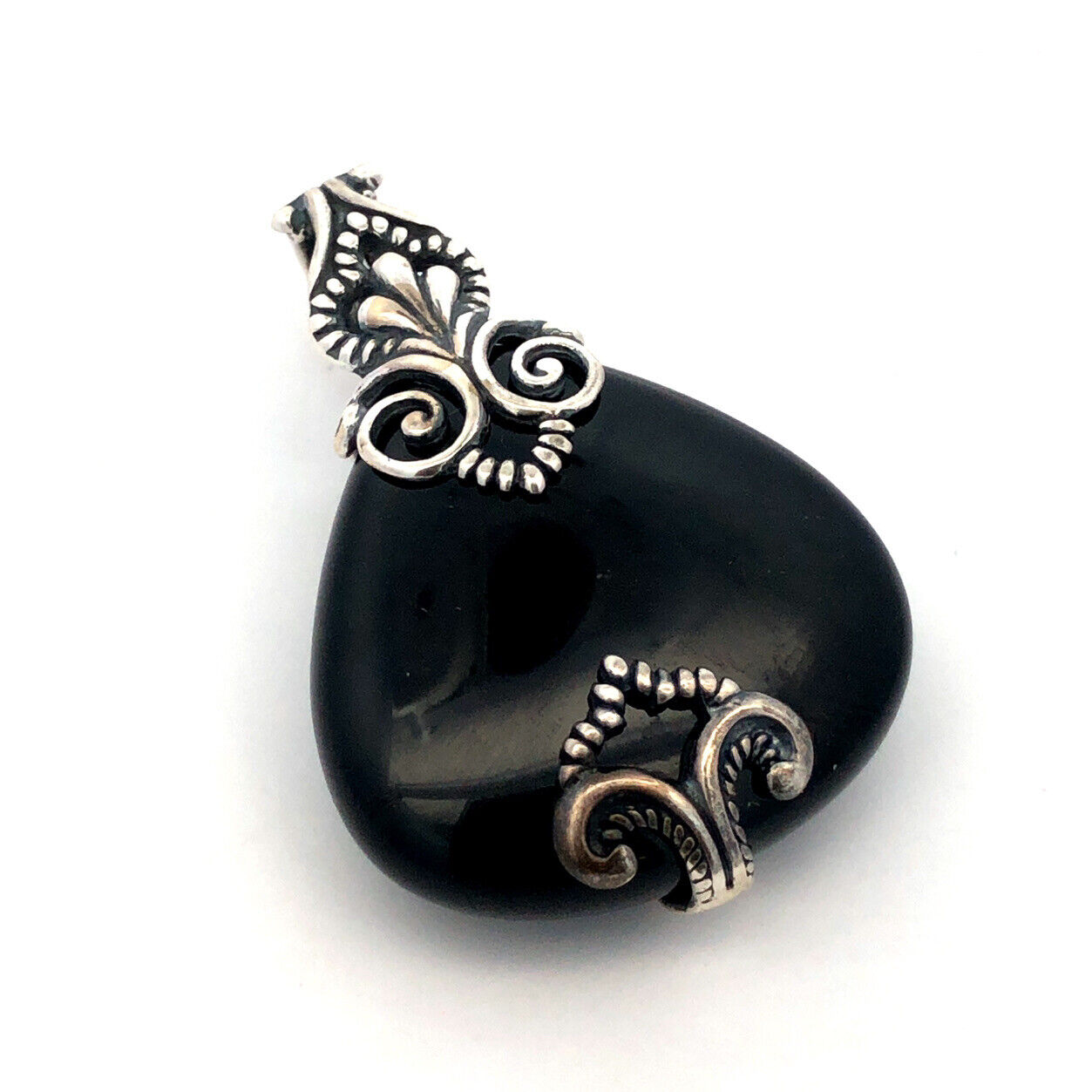 Carolyn Pollack R Moon 925 Sterling Silver Onyx Teardrop Scroll Enhancer Pendant