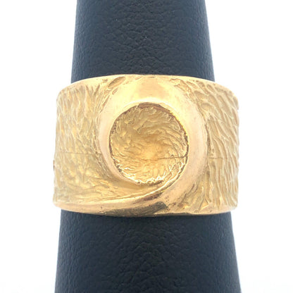 Designer Arabic 18K Yellow Gold Unisex 3D Bird's Eye Of The Storm Dramatic Ring