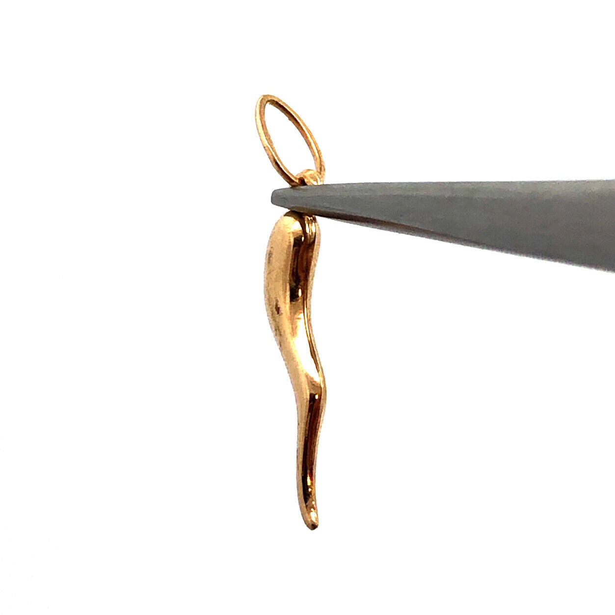 14K Yellow Gold Italian Horn Good Luck Charm Pendant