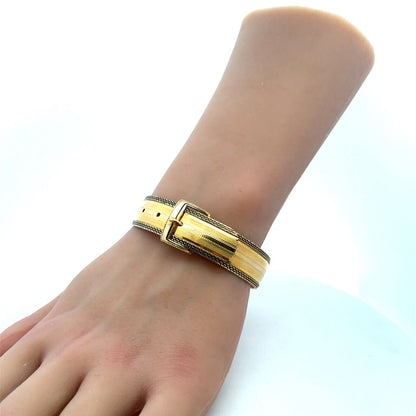 Vintage Hayward 10K Yellow Gold-Filled Belt Buckle Textured Bangle Bracelet