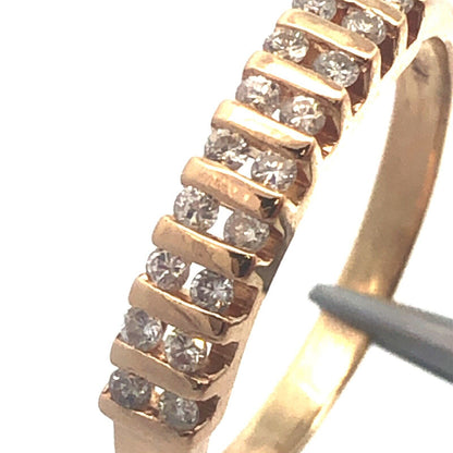 14K Yellow Gold Round Diamond Channel Set Wedding Anniversary Band Ring