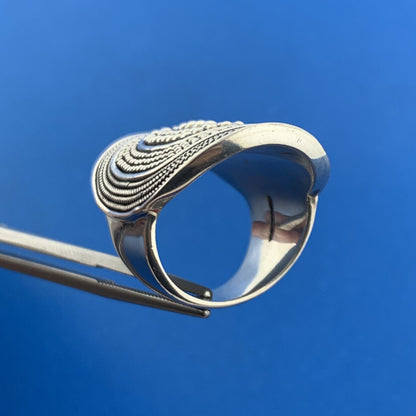 Designer BA Suarti 925 Sterling Silver Tortoise Shell Design Oval Statement Ring