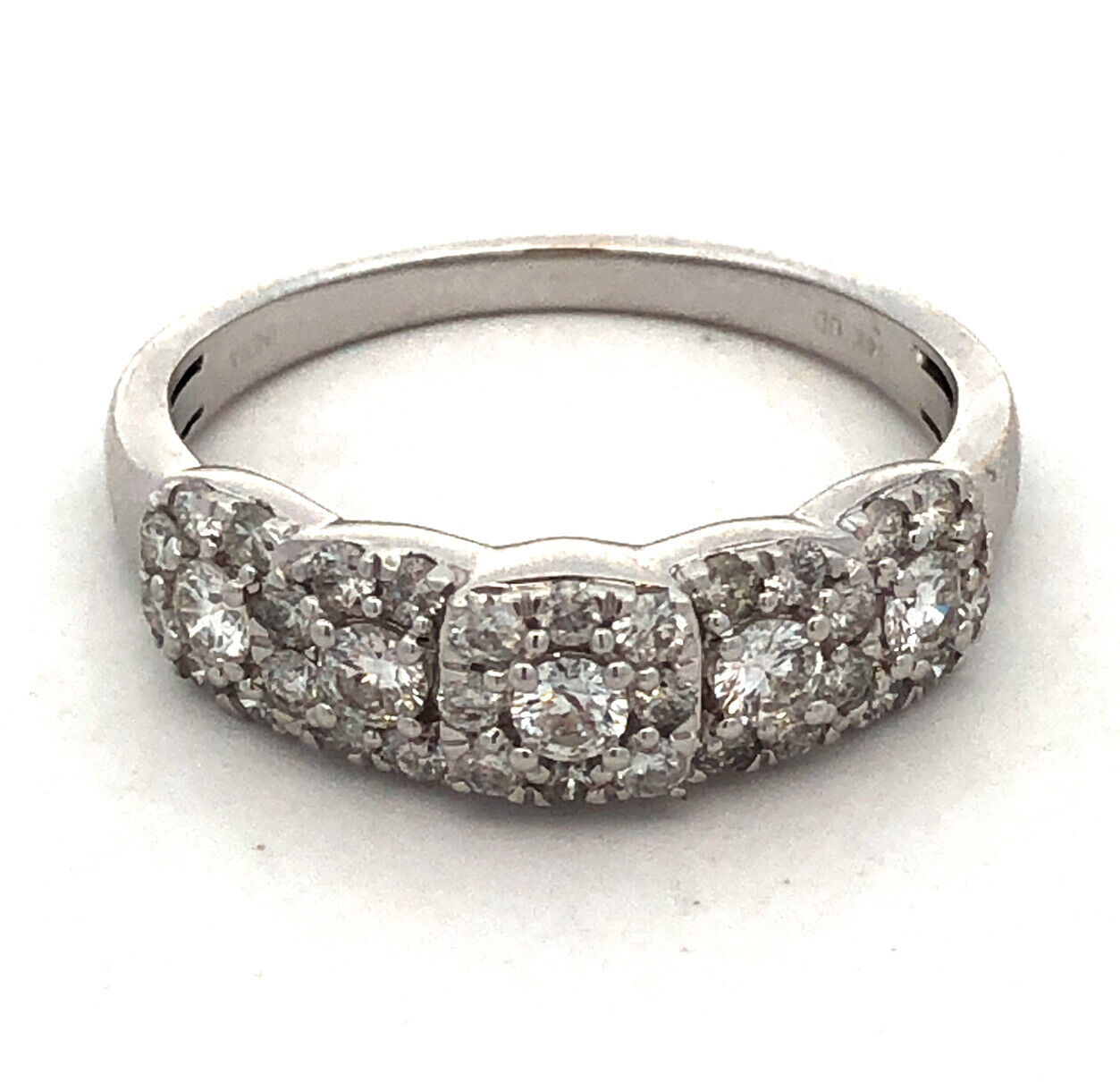 Designer UD 14K White Gold Diamond Halo Cluster Wedding Anniversary Band Ring