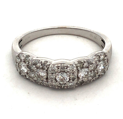 Designer UD 14K White Gold Diamond Halo Cluster Wedding Anniversary Band Ring