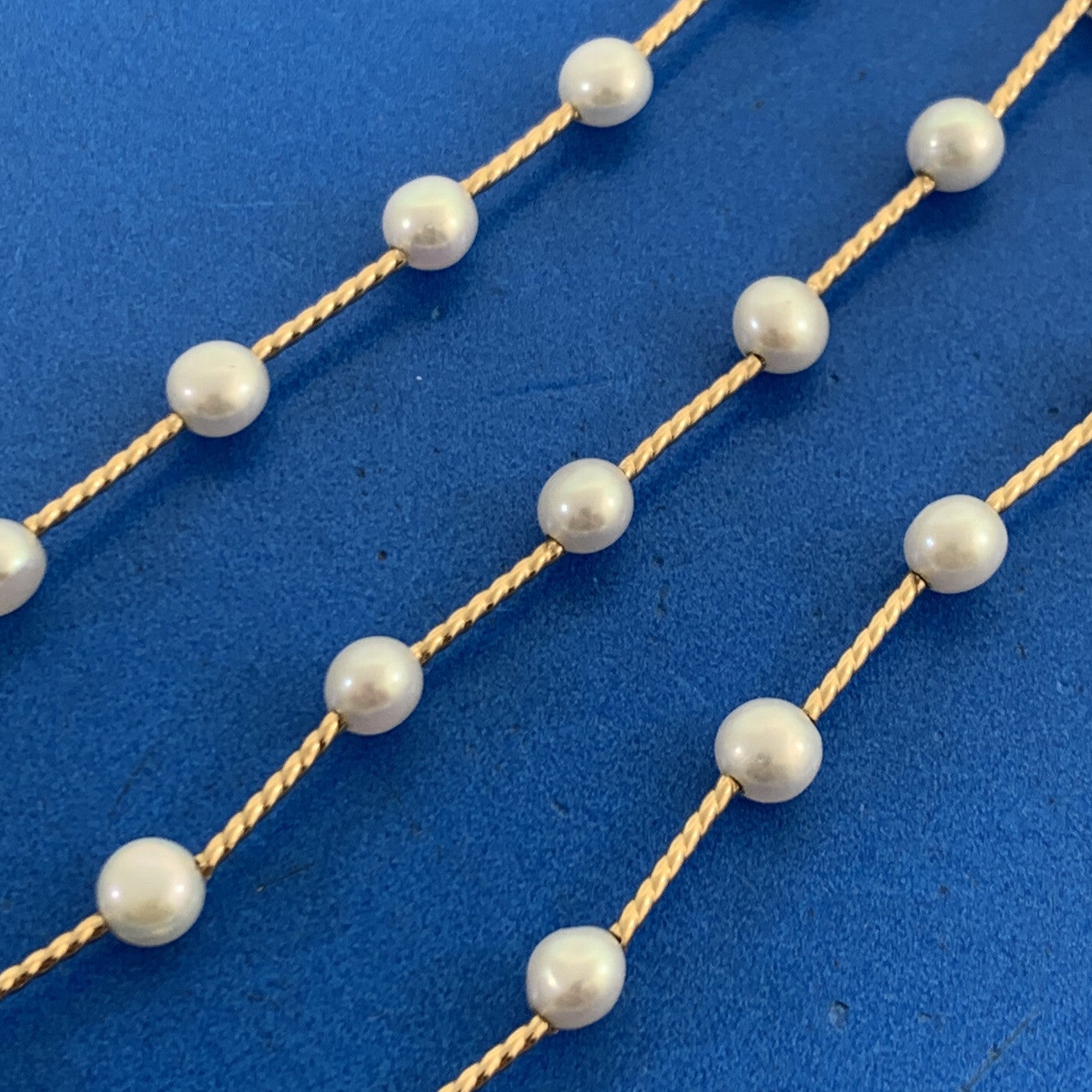 Designer 14K Yellow Gold 4.5 mm Cultured Freshwater Pearl Station Necklace