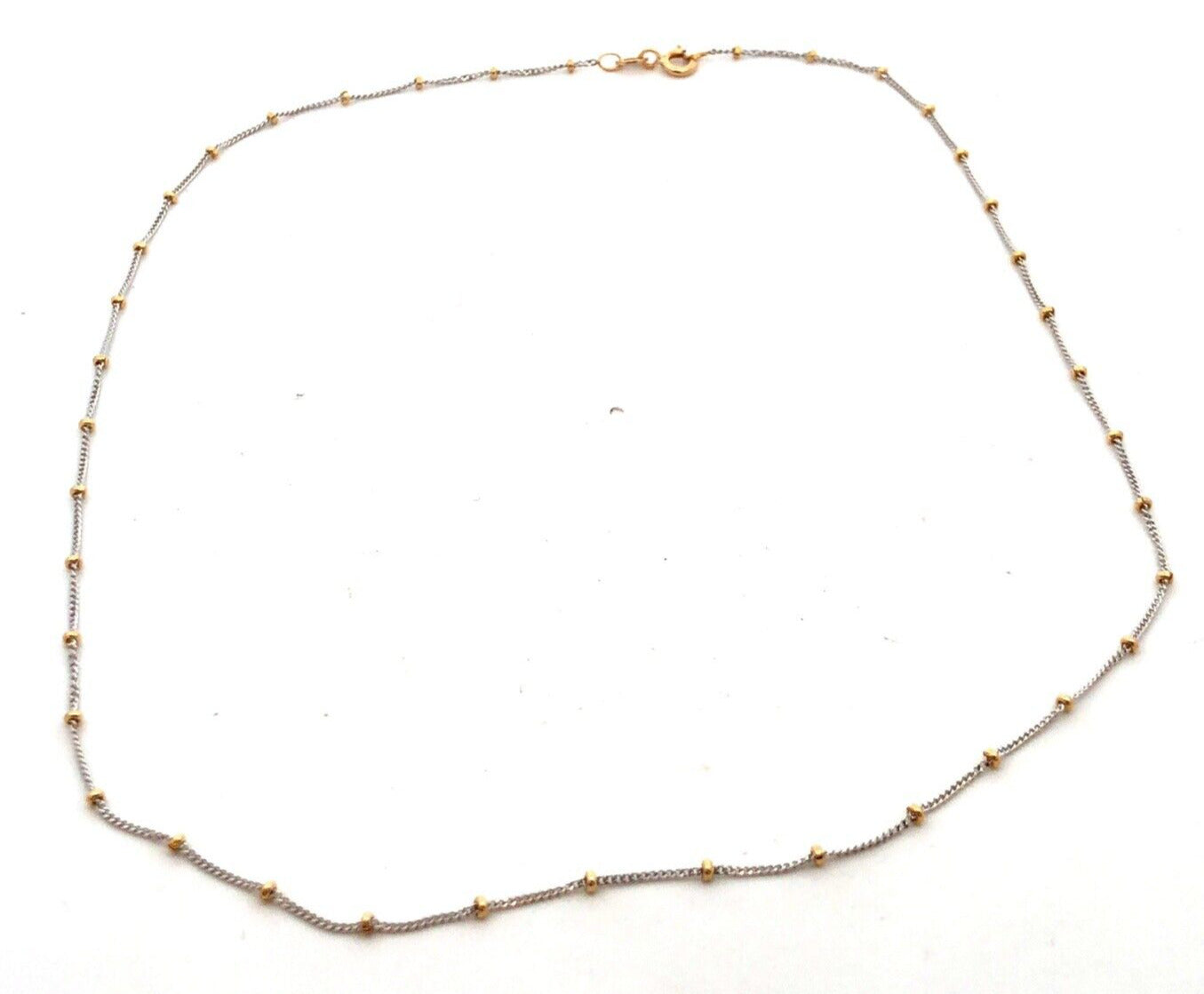 Designer F Italy 14K Yellow White Gold Two-Tone Station Chain Necklace