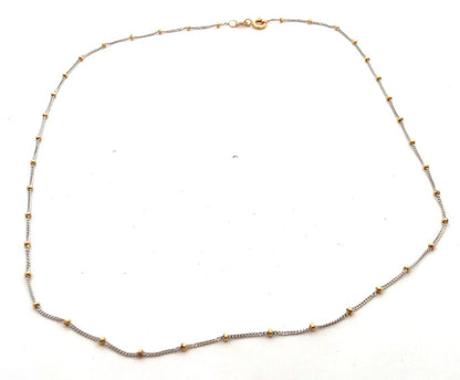 Designer F Italy 14K Yellow White Gold Two-Tone Station Chain Necklace