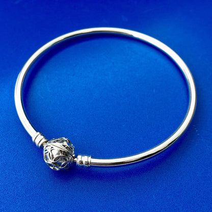 Pandora 925 Sterling Silver Pattern Of Love Clasp Charm Bangle 597137 Limited Ed