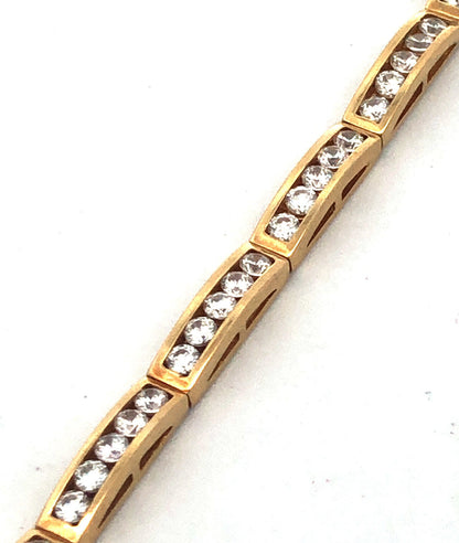 Designer 14K Yellow Gold Diamonique Cubic Zirconia CZ Statement Tennis Bracelet