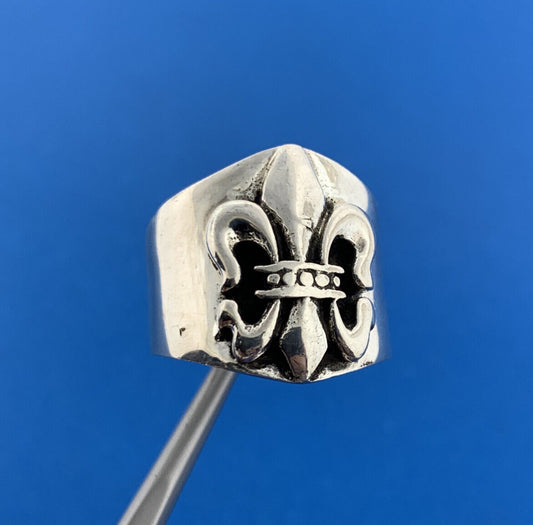 925 Sterling Silver Fleur De Lis New Orleans Religious Statement Ring