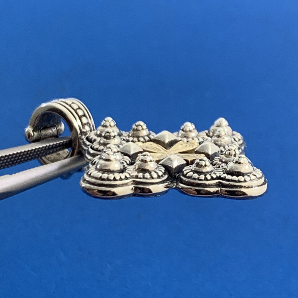 Konstatino 925 Sterling Silver 18K Yellow Gold Cross Statement Enhancer Pendant