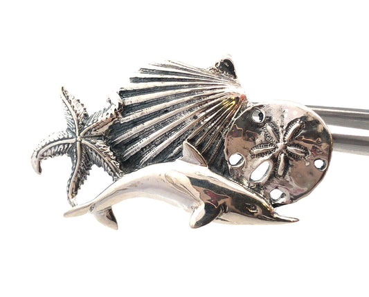 Estate 925 Sterling Silver Ocean Sea Dolphin Starfish Shell Beach Pendant