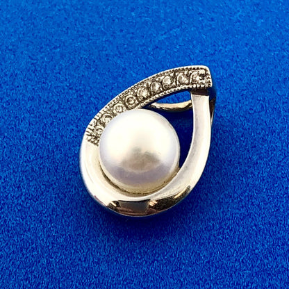 Designer 14K White Gold Pearl Diamond Bridal June Infinity Anniversary Pendant