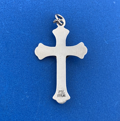 Vintage Designer PTC 925 Sterling Silver Religious Communion Cross Pendant