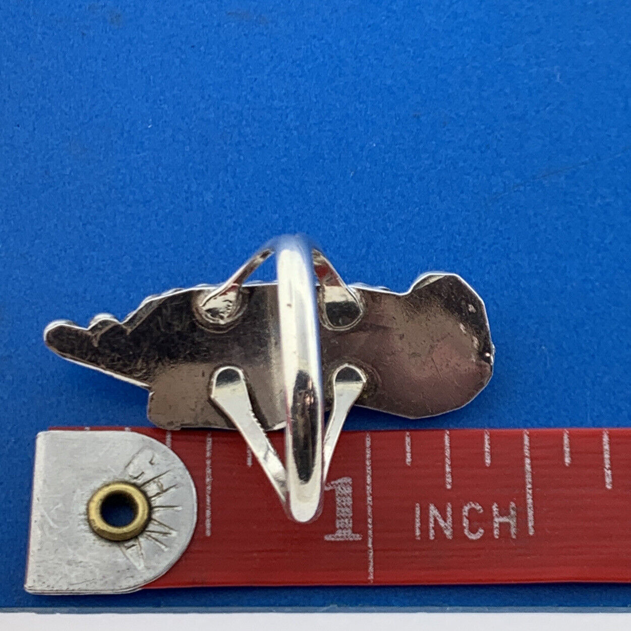 Native American Old Pawn 925 Sterling Silver Black Onyx Squash Blossom Ring