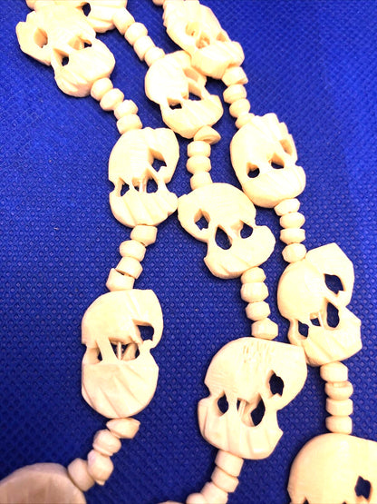 Artisan Hand Carved Resin Three-Strand Beaded Statement Necklace
