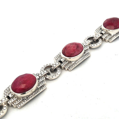 Designer Nicky Butler 925 Sterling Silver Ruby Corundum Statement Panel Bracelet