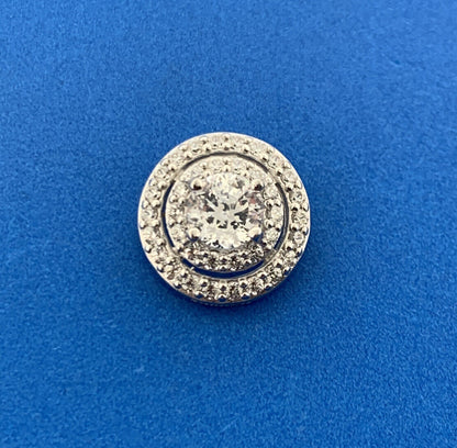 Estate 925 Sterling Silver Cubic Zirconia Double Halo Infinity Eternity Pendant