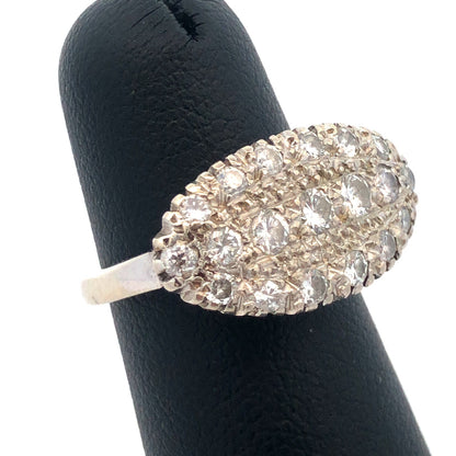 Vintage 14k White Gold Diamond Cluster Ring