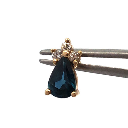 Designer 14K Yellow Gold London Blue Topaz Diamond Accented Stud Earrings