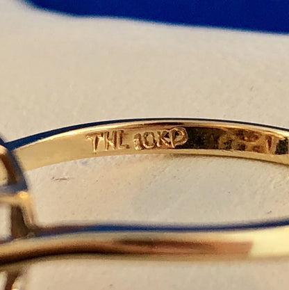 Vintage Designer THL 10K Yellow Gold Pink Spinel Diamond Cluster Cocktail Ring