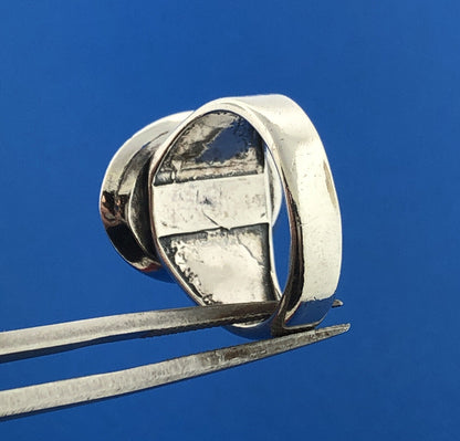 Mid Century Otto Grun Sterling Silver Stainless Steel Modernist Oval Dome Ring