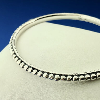 Designer Arya Sterling Silver 925 Beaded Romanesque Bangle Bracelet