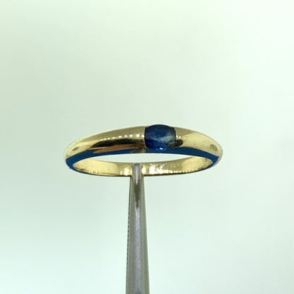 14K Yellow Gold Estate Oval Blue Sapphire Size 6.75 Stackable Band Ring