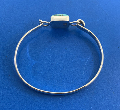 Artisan Mexico 925 Sterling Silver Square Turquoise Bangle Bracelet