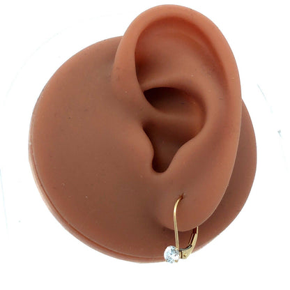 14K Yellow Gold Round Cubic Zirconia CZ Leverback Hook Earrings