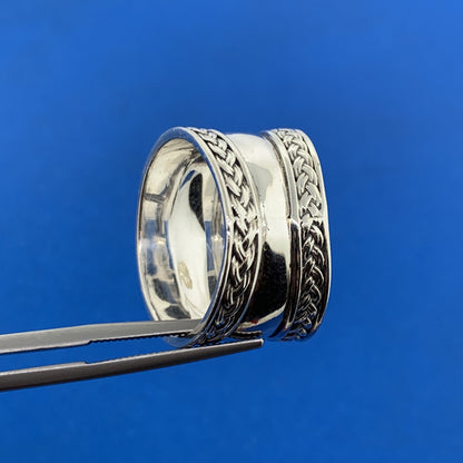 Designer BA Suarti Sterling Silver 925 Wide Band Weave Design Statement Ring