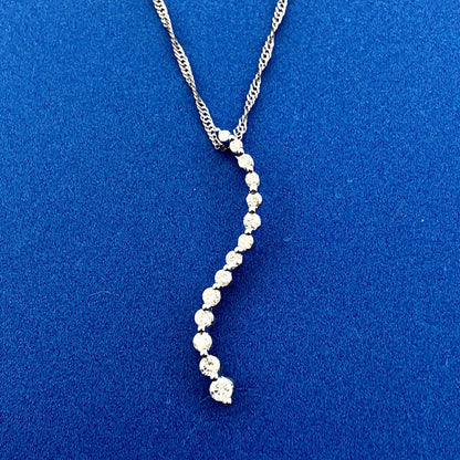 Designer 14K White Gold Diamond Love Infinity Eternity Bar Pendant Necklace