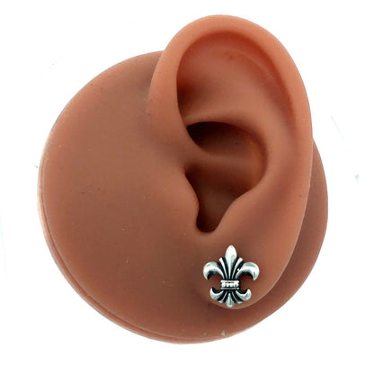Designer 925 Sterling Silver Fleur De Lis Statement Stud Earrings
