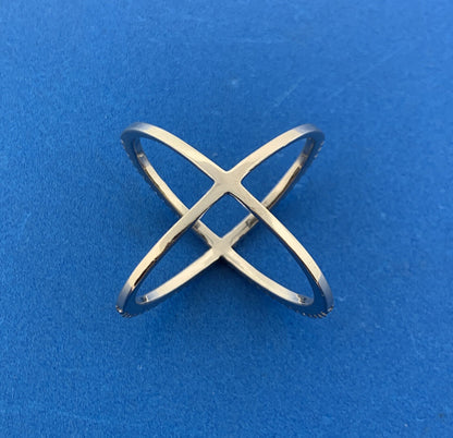 Estate 925 Sterling Silver Cubic Zirconia Axis Infinity Eternity Statement Ring