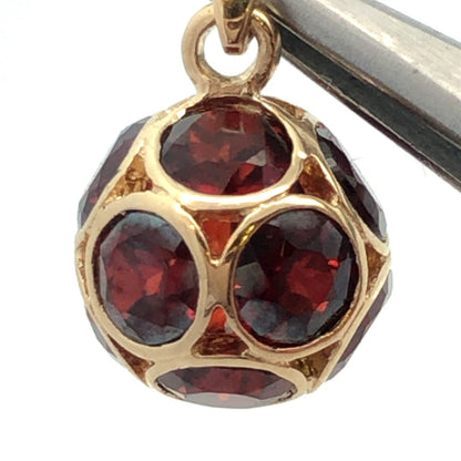 CID 14K Yellow Gold Round Red Garnet Ball January Anniversary Charm Pendant
