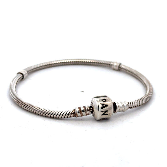 Designer PANDORA 925 Sterling Silver Snake Chain Charm 6.75 Inch Bracelet