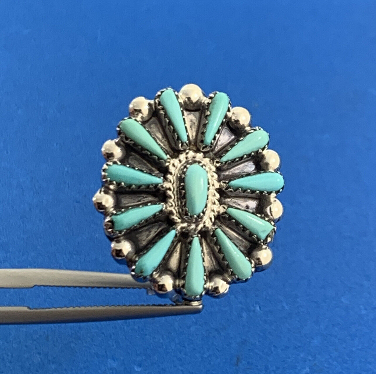 Turquoise Cabochon 925 Sterling Silver Native American Clip On Earrings