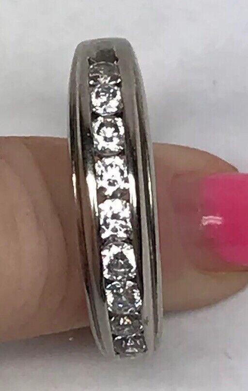 Unisex Sterling Silver 925 Cubic Zirconia Wedding Bridal Anniversary Band Ring