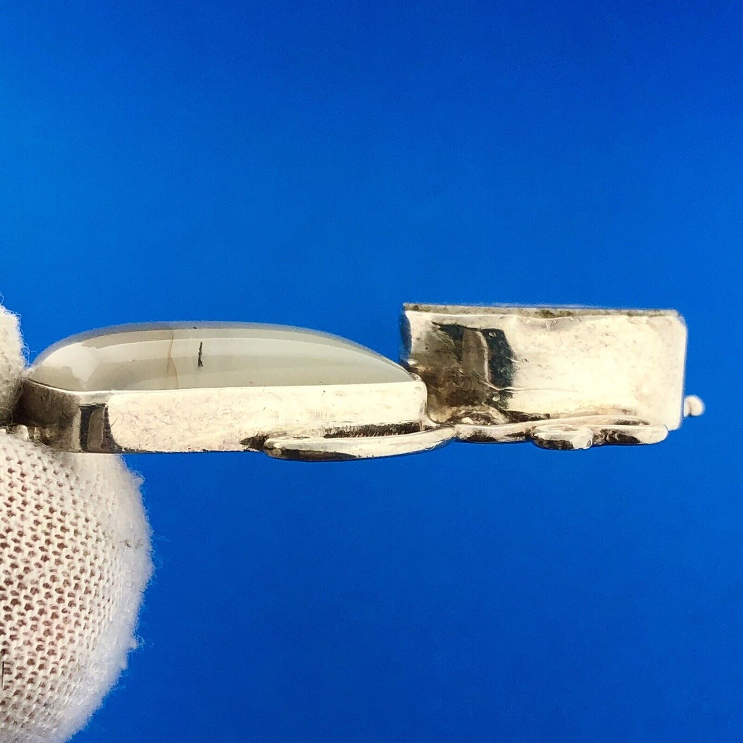 Sterling Silver 925 Banded Agate Grey Druzy Quartz Statement Dangle Earrings