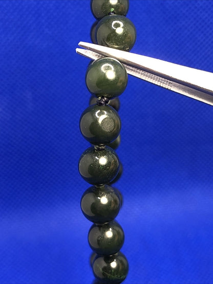 Estate Jade Imperial Wealth & Protection Gem Round Hand Knotted Bead Necklace