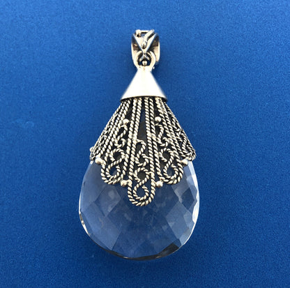 Designer Doug Paulus DP Sterling Silver 925 Faceted Crystal Statement Pendant