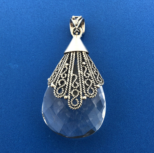 Designer Doug Paulus DP Sterling Silver 925 Faceted Crystal Statement Pendant