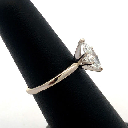 Designer 14K White Gold Marquise Lab Created Diamond Solitaire Engagement Ring