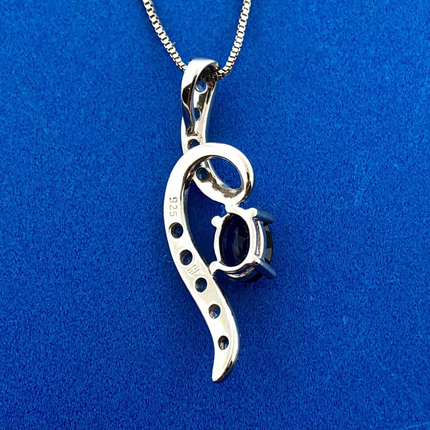 Designer 925 Sterling Silver Blue Sapphire White Topaz Accent Infinity Necklace