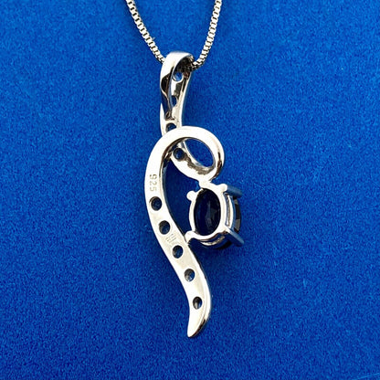 Designer 925 Sterling Silver Blue Sapphire White Topaz Accent Infinity Necklace