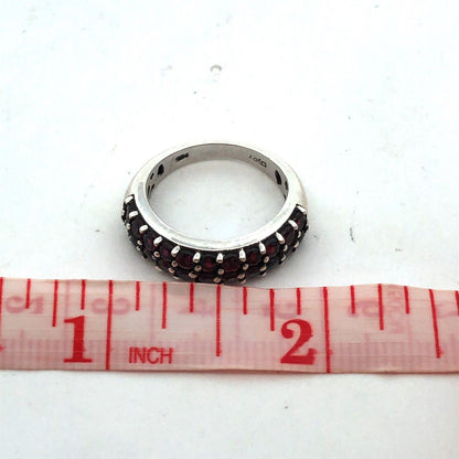 Designer DJoy 925 Sterling Silver Round Garnet Stackable Anniversary Band Ring