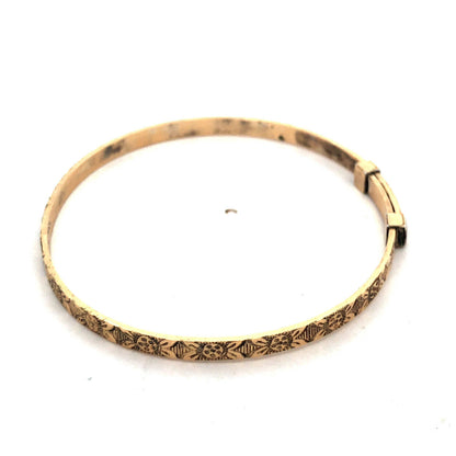 Vintage 1/20 12K Yellow Gold Filled Engraved Floral Childs Adjustable Bracelet